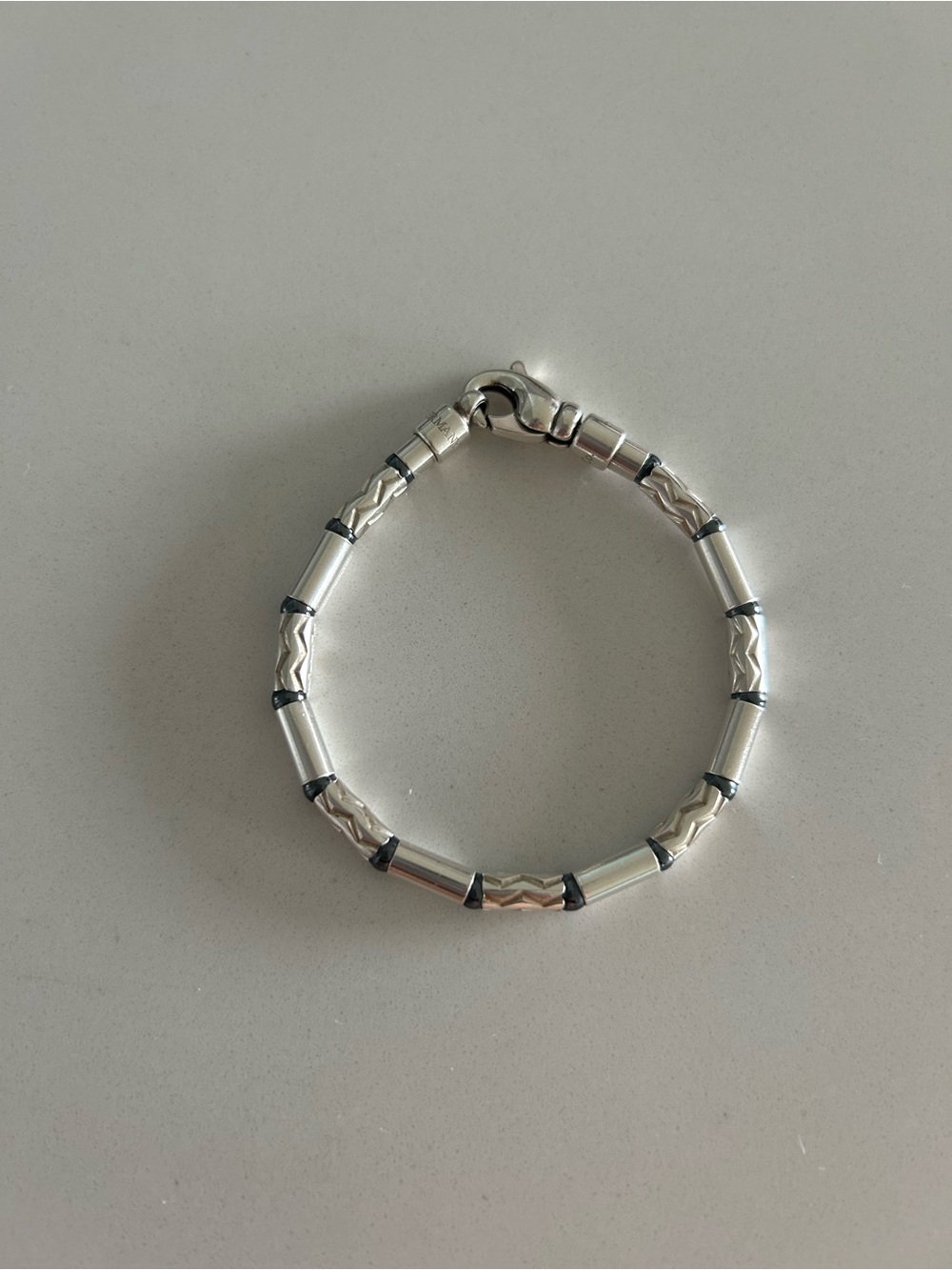 Tiffany & Co Sterling Silver Aztec Etched Bead Bracelet 7.5” Germany 925 - Picture 2 of 9